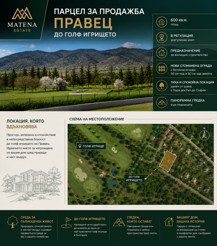 Продаваме парцел, обл. София, гр. Правец
